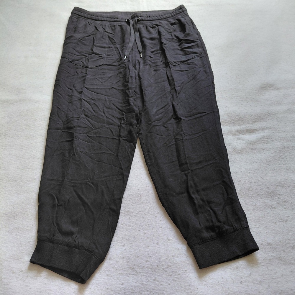 Jolt Jogger Pants Womens Large Black Drawstring Elastic Waist Crop Capri Soft